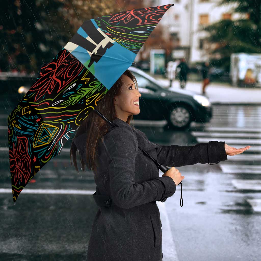 Ska Two Tone Umbrella with Colorful Checkerboard Music Art Carnival Festival - Wonder Print Shop