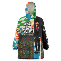 Ska Two Tone Wearable Blanket Hoodie with Colorful Checkerboard Music Art Carnival Festival - Wonder Print Shop