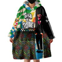 Ska Two Tone Wearable Blanket Hoodie with Colorful Checkerboard Music Art Carnival Festival - Wonder Print Shop