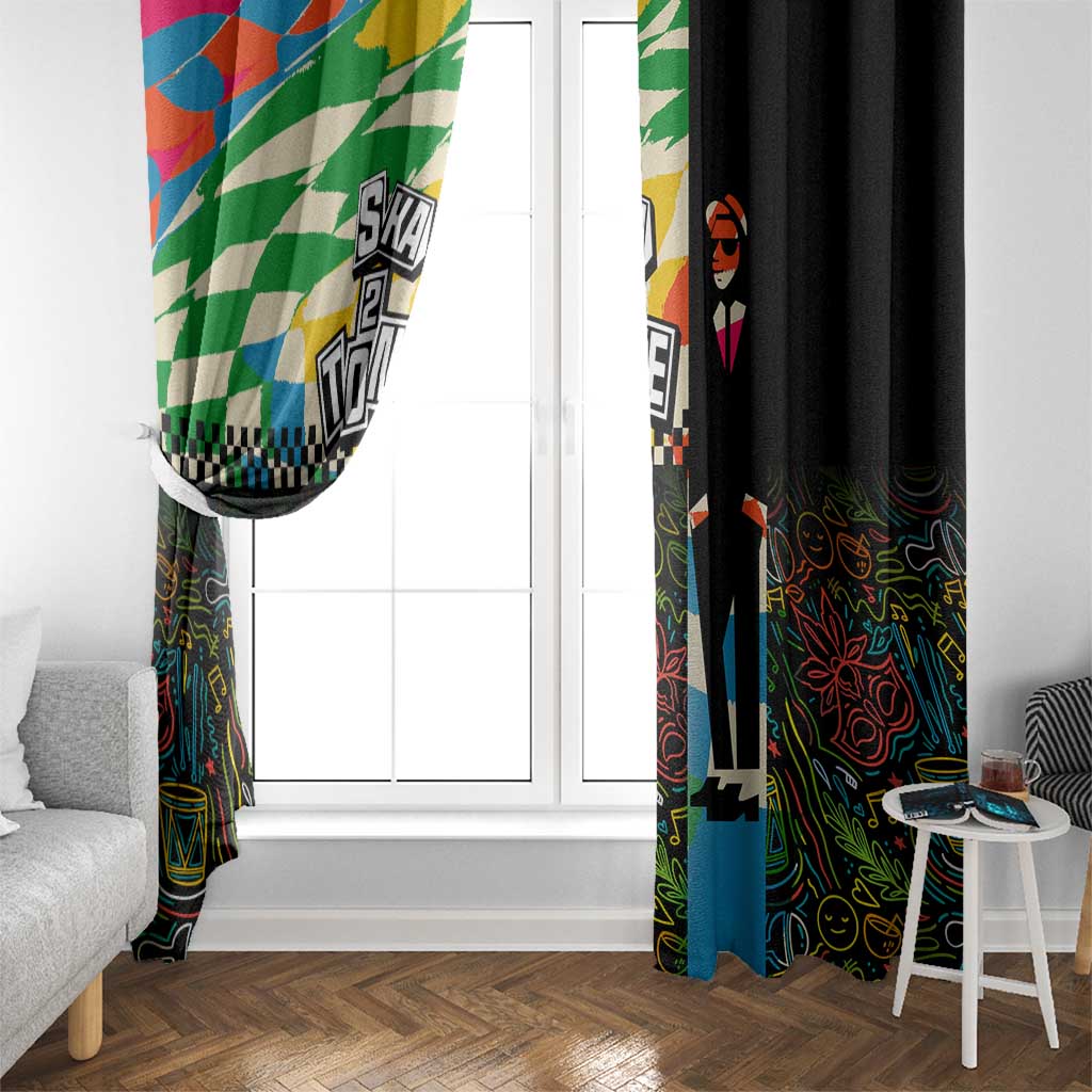 Ska Two Tone Window Curtain with Colorful Checkerboard Music Art Carnival Festival - Wonder Print Shop