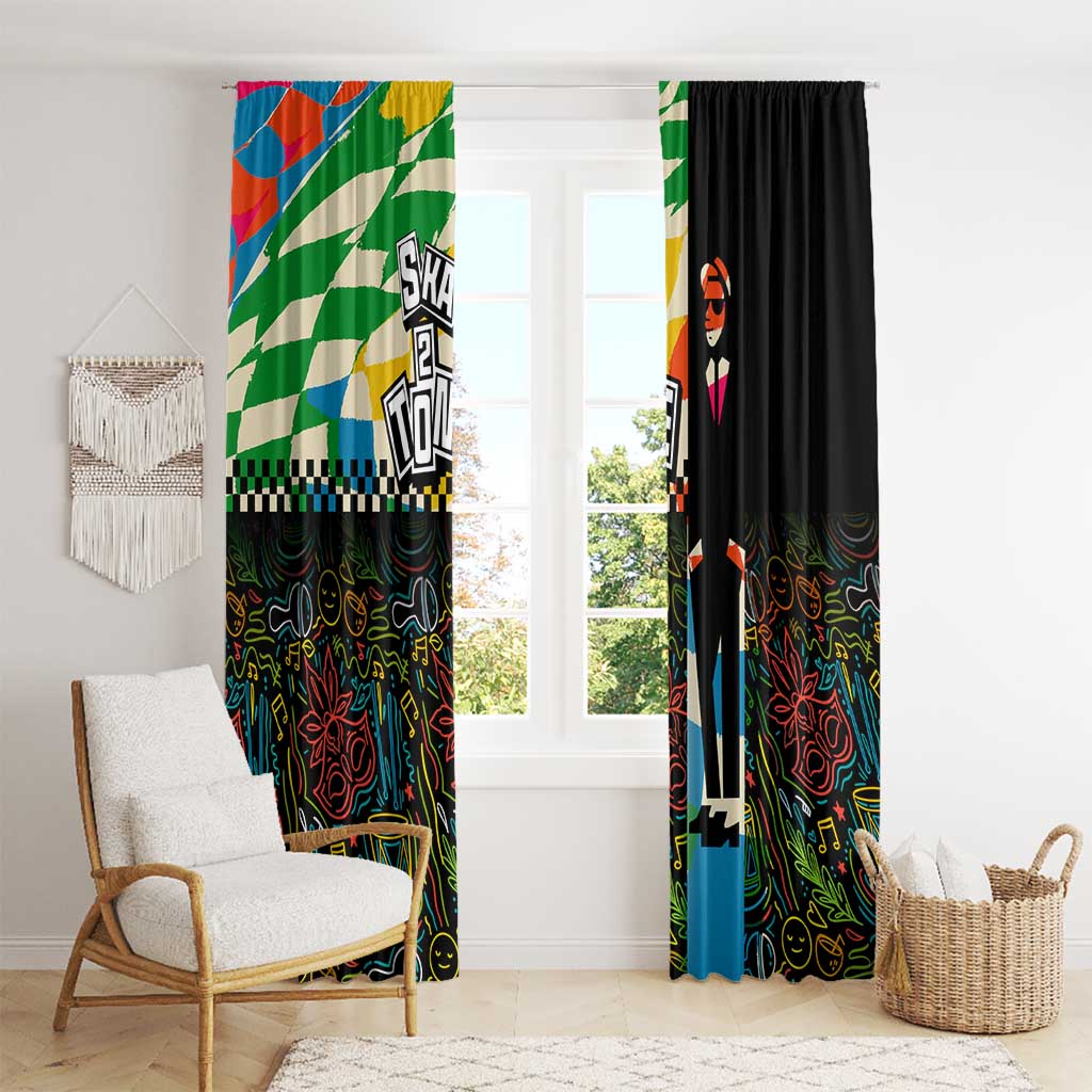 Ska Two Tone Window Curtain with Colorful Checkerboard Music Art Carnival Festival - Wonder Print Shop