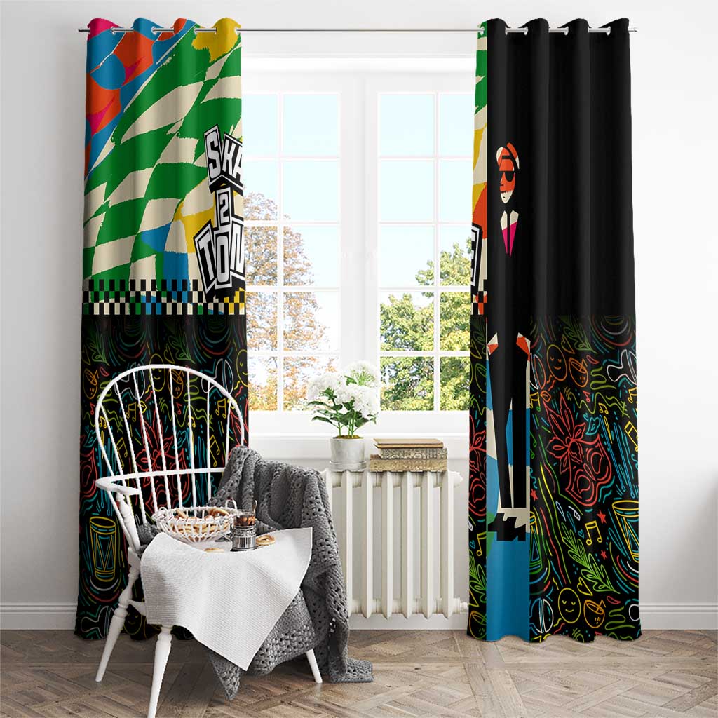 Ska Two Tone Window Curtain with Colorful Checkerboard Music Art Carnival Festival - Wonder Print Shop