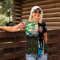 Ska Two Tone Women Polo Shirt with Colorful Checkerboard Music Art Carnival Festival - Wonder Print Shop