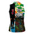 Ska Two Tone Women Sleeveless Polo Shirt with Colorful Checkerboard Music Art Carnival Festival - Wonder Print Shop
