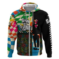Ska Two Tone Zip Hoodie with Colorful Checkerboard Music Art Carnival Festival - Wonder Print Shop