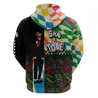 Ska Two Tone Zip Hoodie with Colorful Checkerboard Music Art Carnival Festival - Wonder Print Shop