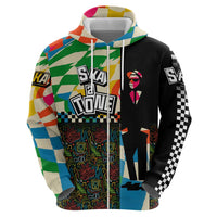 Ska Two Tone Zip Hoodie with Colorful Checkerboard Music Art Carnival Festival - Wonder Print Shop