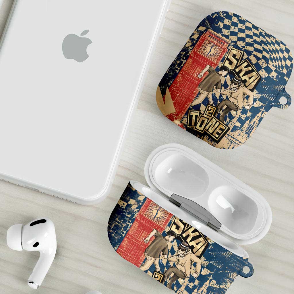 Ska 2 Tone AirPods Case Big Ben Dance Two Tone Blue Checkerboard - Wonder Print Shop
