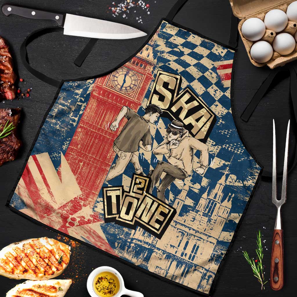 Ska 2 Tone Apron Big Ben Dance Two Tone Blue Checkerboard - Wonder Print Shop