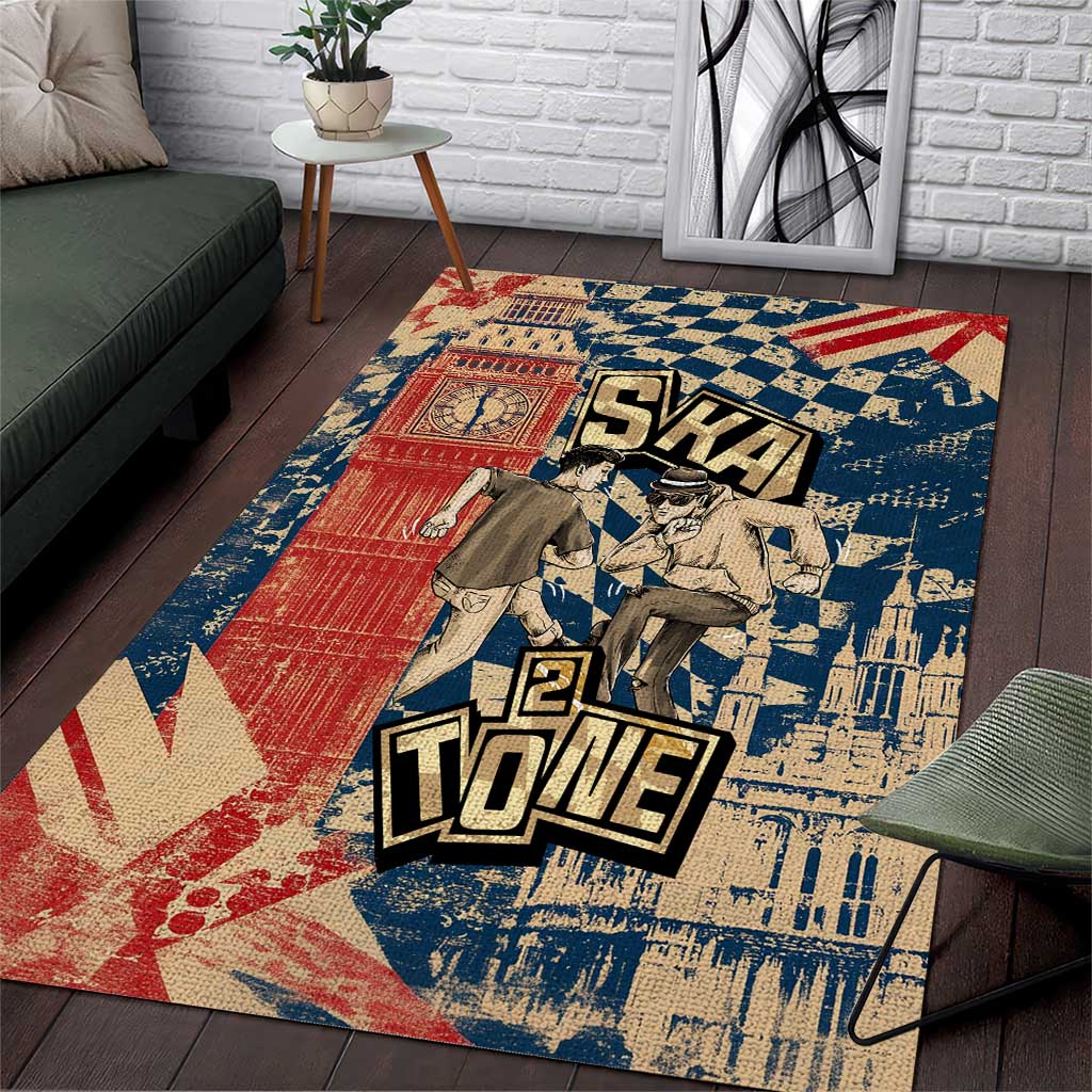 Ska 2 Tone Area Rug Big Ben Dance Two Tone Blue Checkerboard - Wonder Print Shop