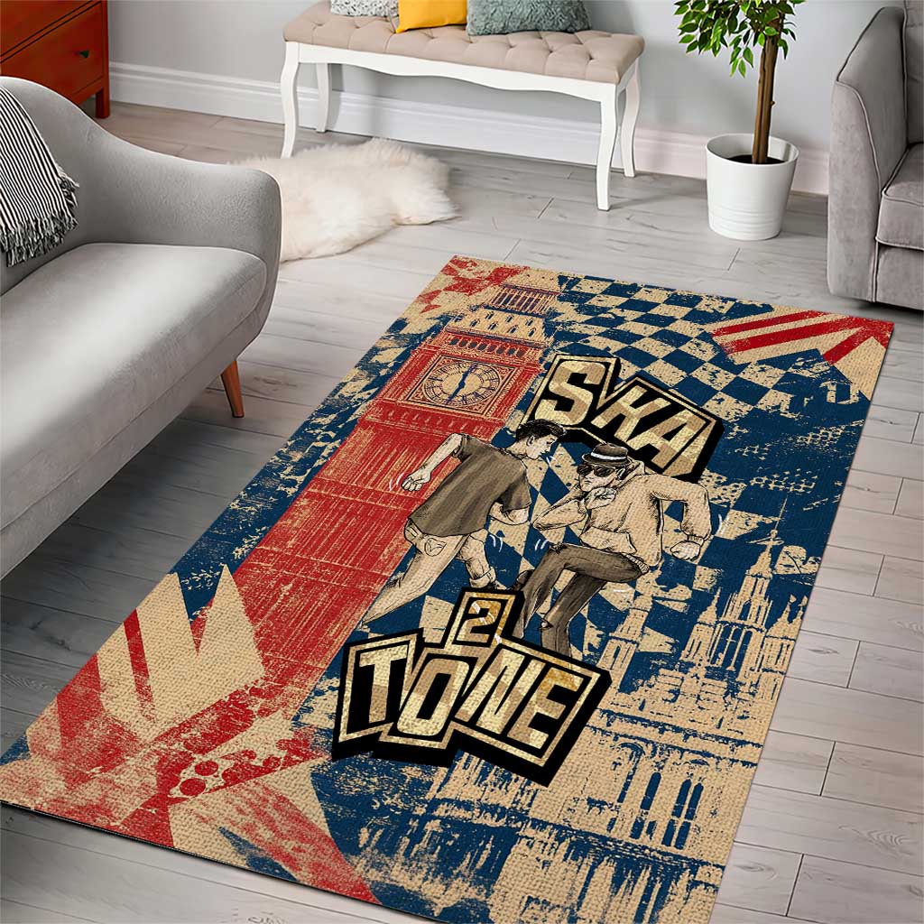 Ska 2 Tone Area Rug Big Ben Dance Two Tone Blue Checkerboard - Wonder Print Shop