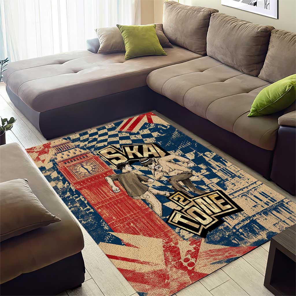 Ska 2 Tone Area Rug Big Ben Dance Two Tone Blue Checkerboard - Wonder Print Shop