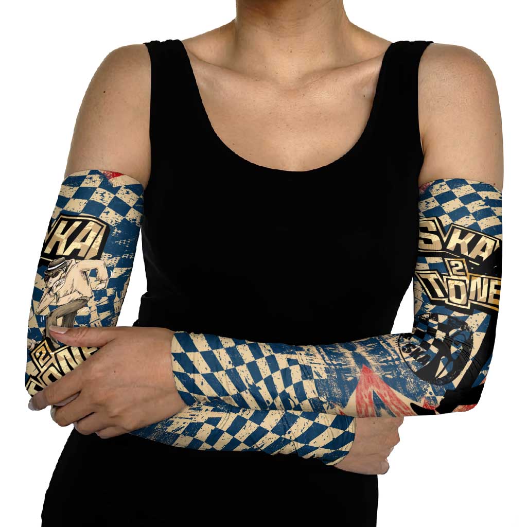 Ska 2 Tone Arm Sleeves Big Ben Dance Two Tone Blue Checkerboard - Wonder Print Shop