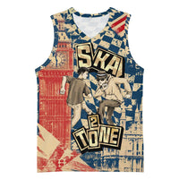 Ska 2 Tone Basketball Jersey Big Ben Dance Two Tone Blue Checkerboard - Wonder Print Shop