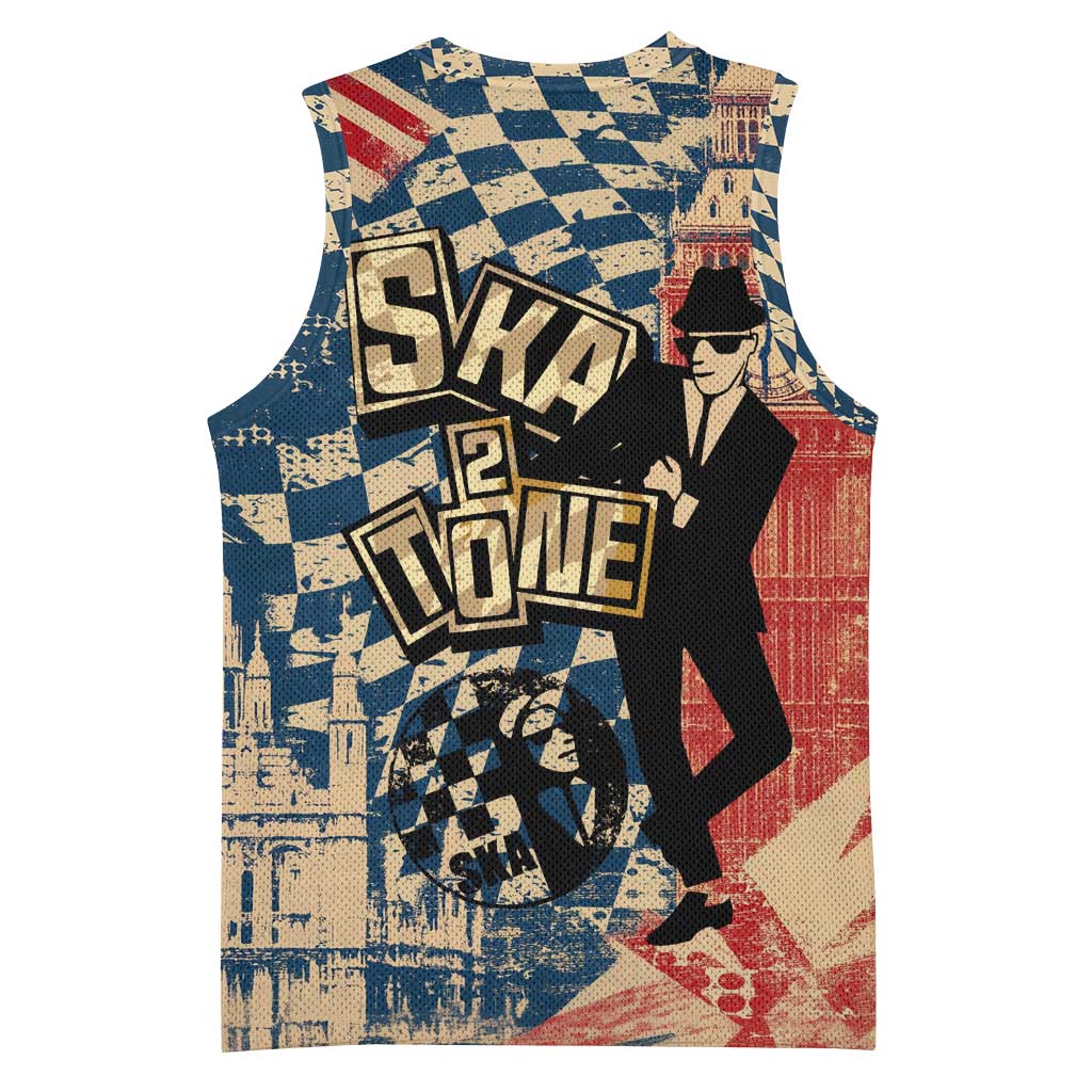 Ska 2 Tone Basketball Jersey Big Ben Dance Two Tone Blue Checkerboard - Wonder Print Shop