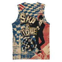 Ska 2 Tone Basketball Jersey Big Ben Dance Two Tone Blue Checkerboard - Wonder Print Shop