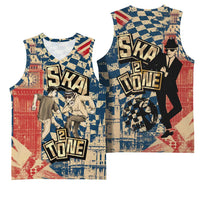 Ska 2 Tone Basketball Jersey Big Ben Dance Two Tone Blue Checkerboard - Wonder Print Shop