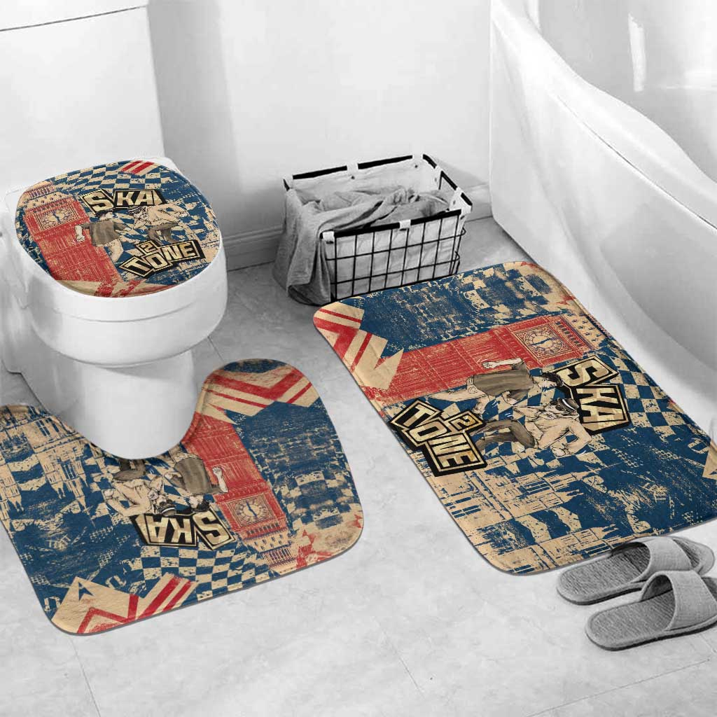 Ska 2 Tone Bathroom Set Big Ben Dance Two Tone Blue Checkerboard - Wonder Print Shop