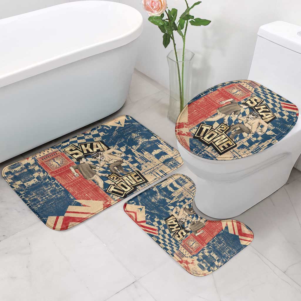 Ska 2 Tone Bathroom Set Big Ben Dance Two Tone Blue Checkerboard - Wonder Print Shop