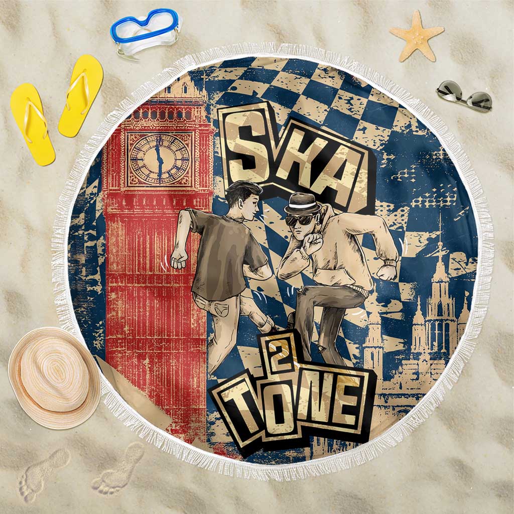 Ska 2 Tone Beach Blanket Big Ben Dance Two Tone Blue Checkerboard - Wonder Print Shop