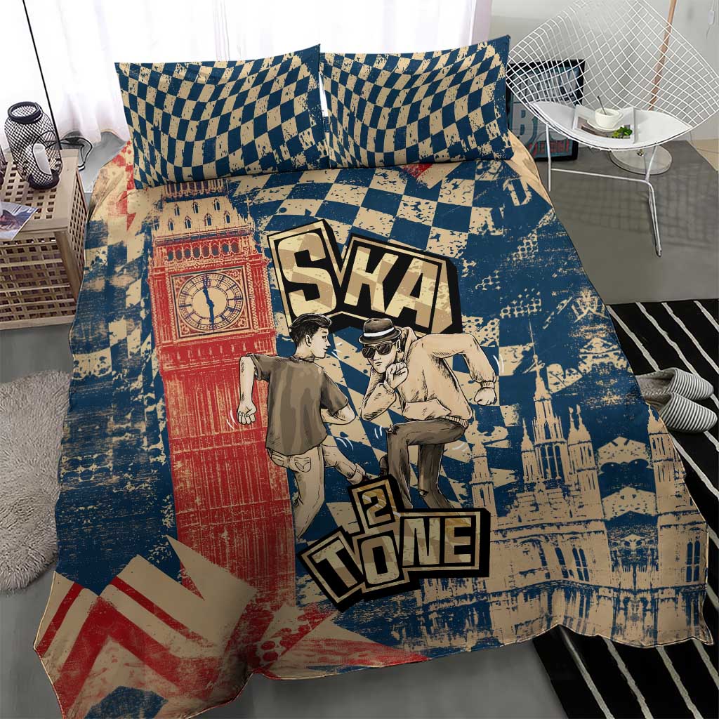 Ska 2 Tone Bedding Set Big Ben Dance Two Tone Blue Checkerboard - Wonder Print Shop