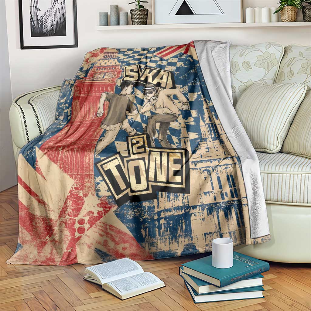 Ska 2 Tone Blanket Big Ben Dance Two Tone Blue Checkerboard - Wonder Print Shop