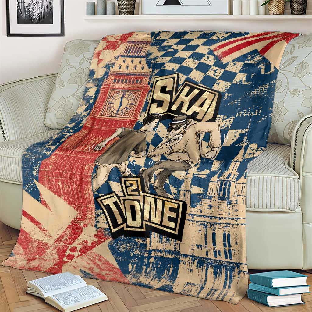 Ska 2 Tone Blanket Big Ben Dance Two Tone Blue Checkerboard - Wonder Print Shop