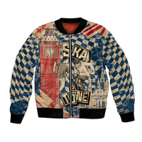 Ska 2 Tone Bomber Jacket Big Ben Dance Two Tone Blue Checkerboard - Wonder Print Shop