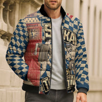 Ska 2 Tone Bomber Puffer Jacket Big Ben Dance Two Tone Blue Checkerboard - Wonder Print Shop