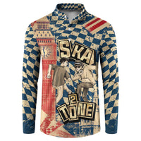 Ska 2 Tone Button Sweatshirt Big Ben Dance Two Tone Blue Checkerboard - Wonder Print Shop