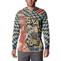 Ska 2 Tone Button Sweatshirt Big Ben Dance Two Tone Blue Checkerboard - Wonder Print Shop