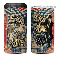 Ska 2 Tone 4 in 1 Can Cooler Tumbler Big Ben Dance Two Tone Blue Checkerboard - Wonder Print Shop