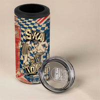 Ska 2 Tone 4 in 1 Can Cooler Tumbler Big Ben Dance Two Tone Blue Checkerboard - Wonder Print Shop