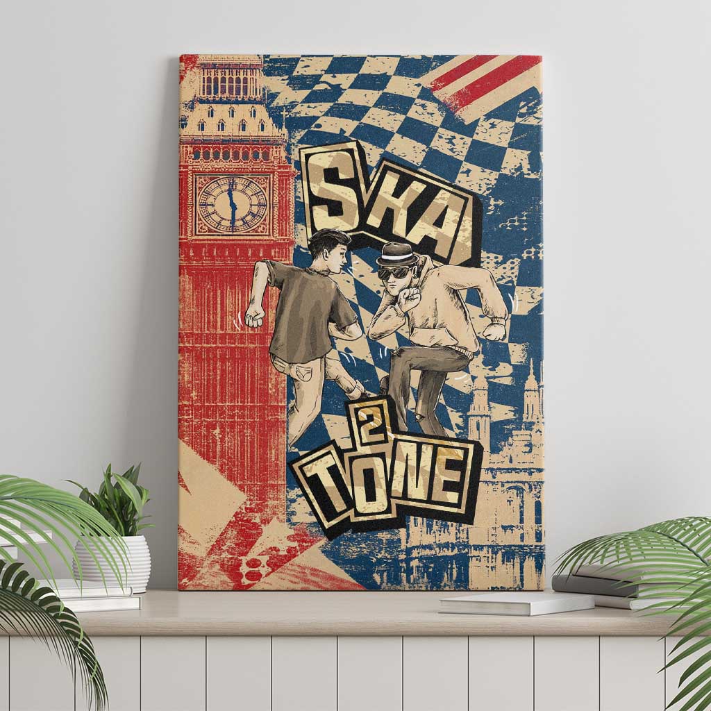 Ska 2 Tone Canvas Wall Art Big Ben Dance Two Tone Blue Checkerboard - Wonder Print Shop