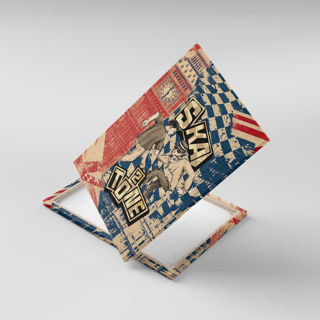 Ska 2 Tone Canvas Wall Art Big Ben Dance Two Tone Blue Checkerboard - Wonder Print Shop