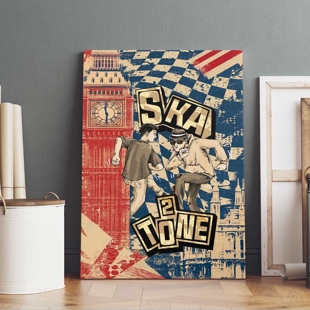 Ska 2 Tone Canvas Wall Art Big Ben Dance Two Tone Blue Checkerboard - Wonder Print Shop