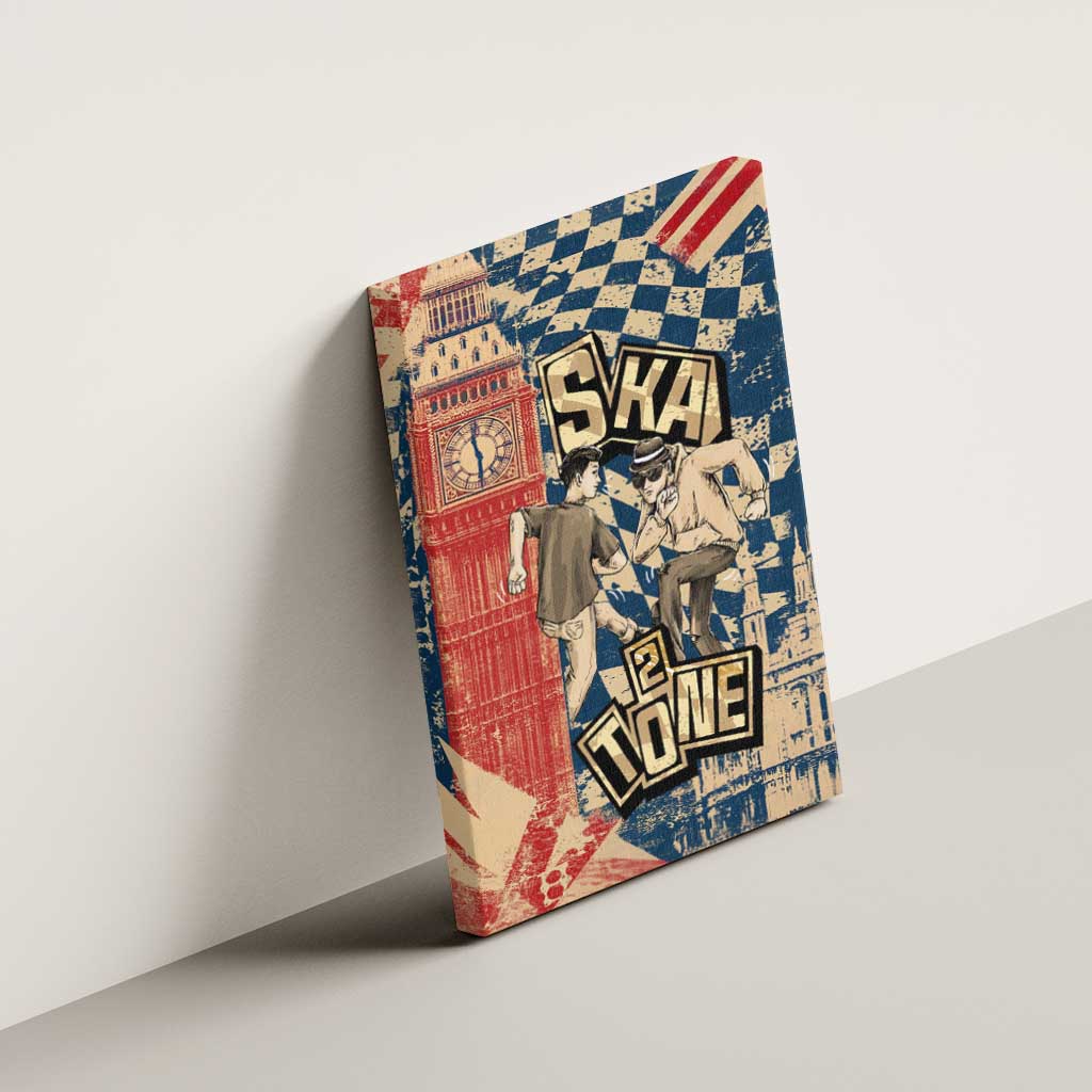 Ska 2 Tone Canvas Wall Art Big Ben Dance Two Tone Blue Checkerboard - Wonder Print Shop