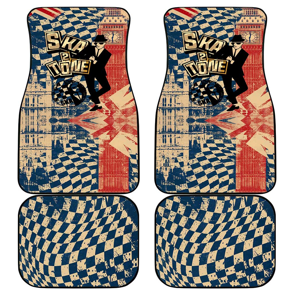 Ska 2 Tone Car Mats Big Ben Dance Two Tone Blue Checkerboard - Wonder Print Shop