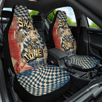 Ska 2 Tone Car Seat Cover Big Ben Dance Two Tone Blue Checkerboard - Wonder Print Shop