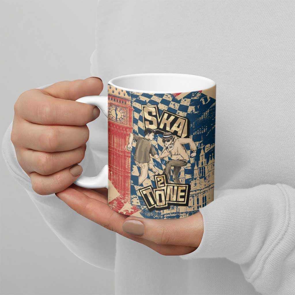 Ska 2 Tone Ceramic Mug Big Ben Dance Two Tone Blue Checkerboard - Wonder Print Shop