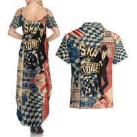 Ska 2 Tone Couples Matching Summer Maxi Dress and Hawaiian Shirt Big Ben Dance Two Tone Blue Checkerboard - Wonder Print Shop