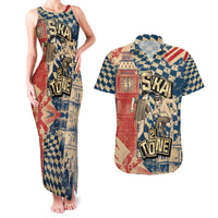 Ska 2 Tone Couples Matching Tank Maxi Dress and Hawaiian Shirt Big Ben Dance Two Tone Blue Checkerboard - Wonder Print Shop