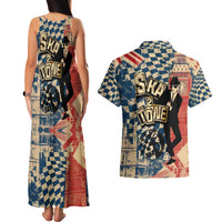 Ska 2 Tone Couples Matching Tank Maxi Dress and Hawaiian Shirt Big Ben Dance Two Tone Blue Checkerboard - Wonder Print Shop