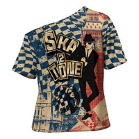 Ska 2 Tone Cross Shoulder Shirt Big Ben Dance Two Tone Blue Checkerboard - Wonder Print Shop