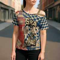 Ska 2 Tone Cross Shoulder Shirt Big Ben Dance Two Tone Blue Checkerboard - Wonder Print Shop
