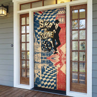 Ska 2 Tone Door Cover Big Ben Dance Two Tone Blue Checkerboard - Wonder Print Shop