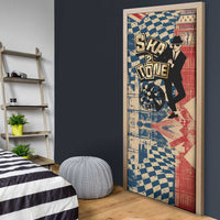 Ska 2 Tone Door Cover Big Ben Dance Two Tone Blue Checkerboard - Wonder Print Shop
