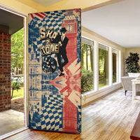 Ska 2 Tone Door Cover Big Ben Dance Two Tone Blue Checkerboard - Wonder Print Shop