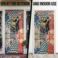 Ska 2 Tone Door Cover Big Ben Dance Two Tone Blue Checkerboard - Wonder Print Shop