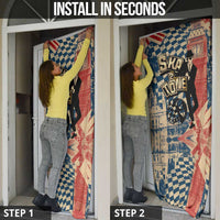 Ska 2 Tone Door Cover Big Ben Dance Two Tone Blue Checkerboard - Wonder Print Shop